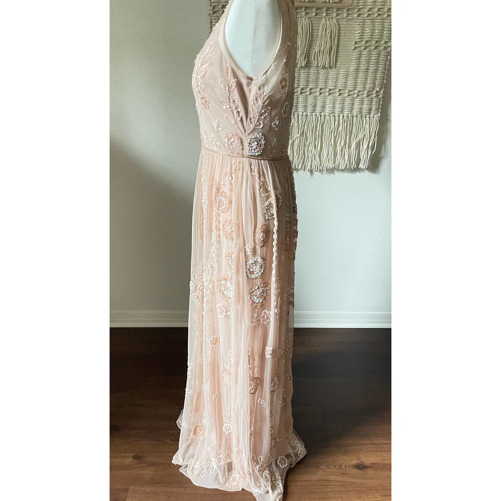 BHLDN Adrianna Papell Abbington Pink Blush Beaded Gown NWT Size 12 - Picture 11 of 16